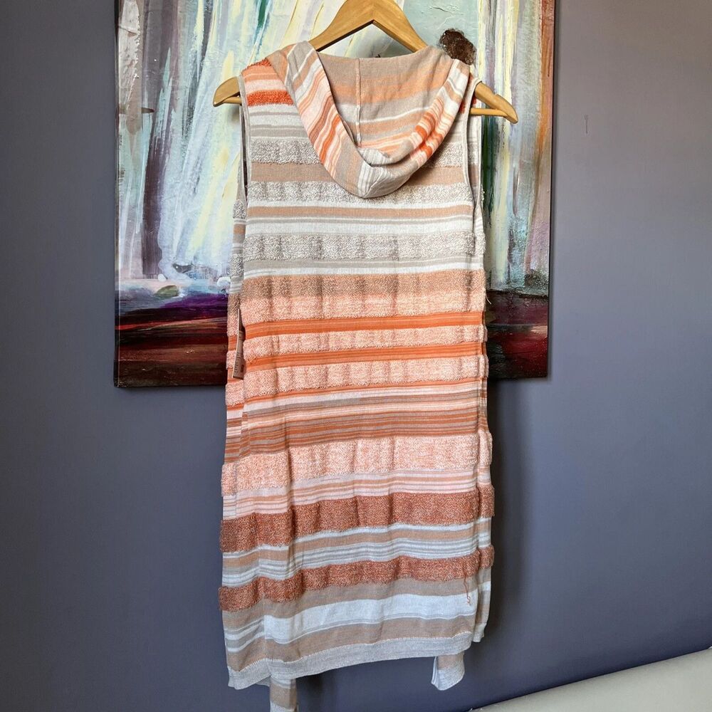 PENINSULA Size S Women's Cardigan Sleeveless Gray Orange Hood Defect